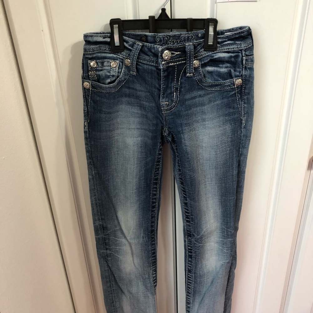 Miss Me straight leg jeans size 12 with bling girl - Picture 2 of 3